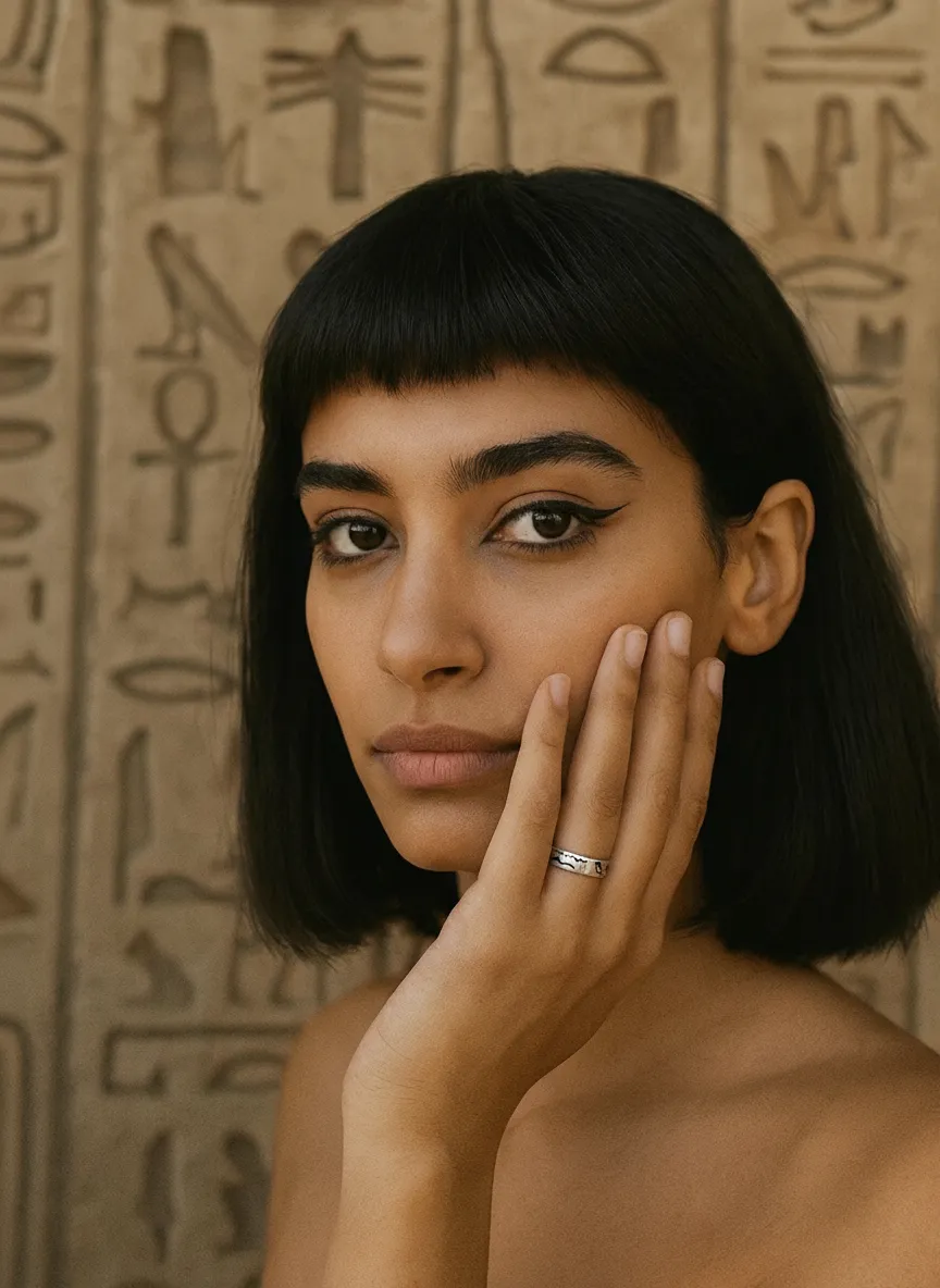 A ring snapshot and a photo of a model wearing the ring. (Nachher)